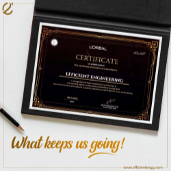 LOréal awards Efficient Engineering Certificate of Appreciation